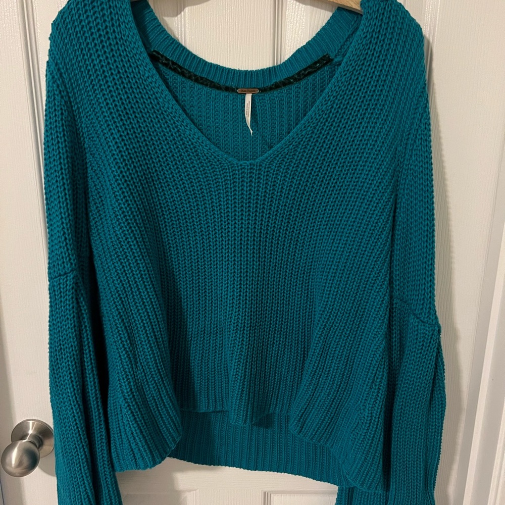 Free People Blue Sweater (Very Wide Sleeves)